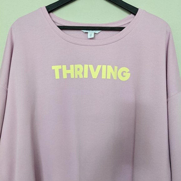 Nine West light purple pink yellow fleece crew neck sweatshirt size 2X - Picture 3 of 7